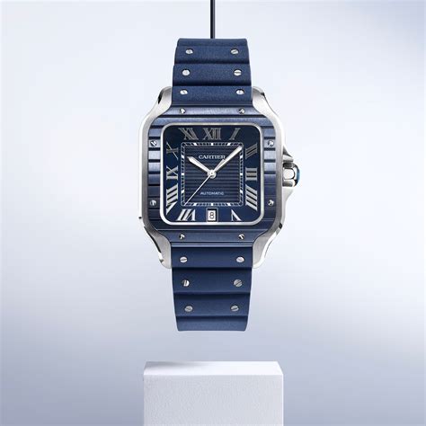 cartier watch santos blue|cartier santos watch price list.